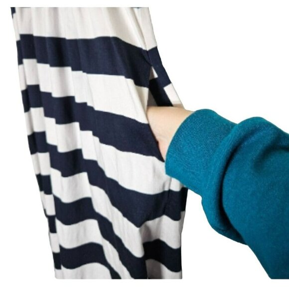 Vineyard Vines sz 6 Long Strapless Dress Back Bow Zip Polka Dot Stripes Lined - Picture 6 of 16